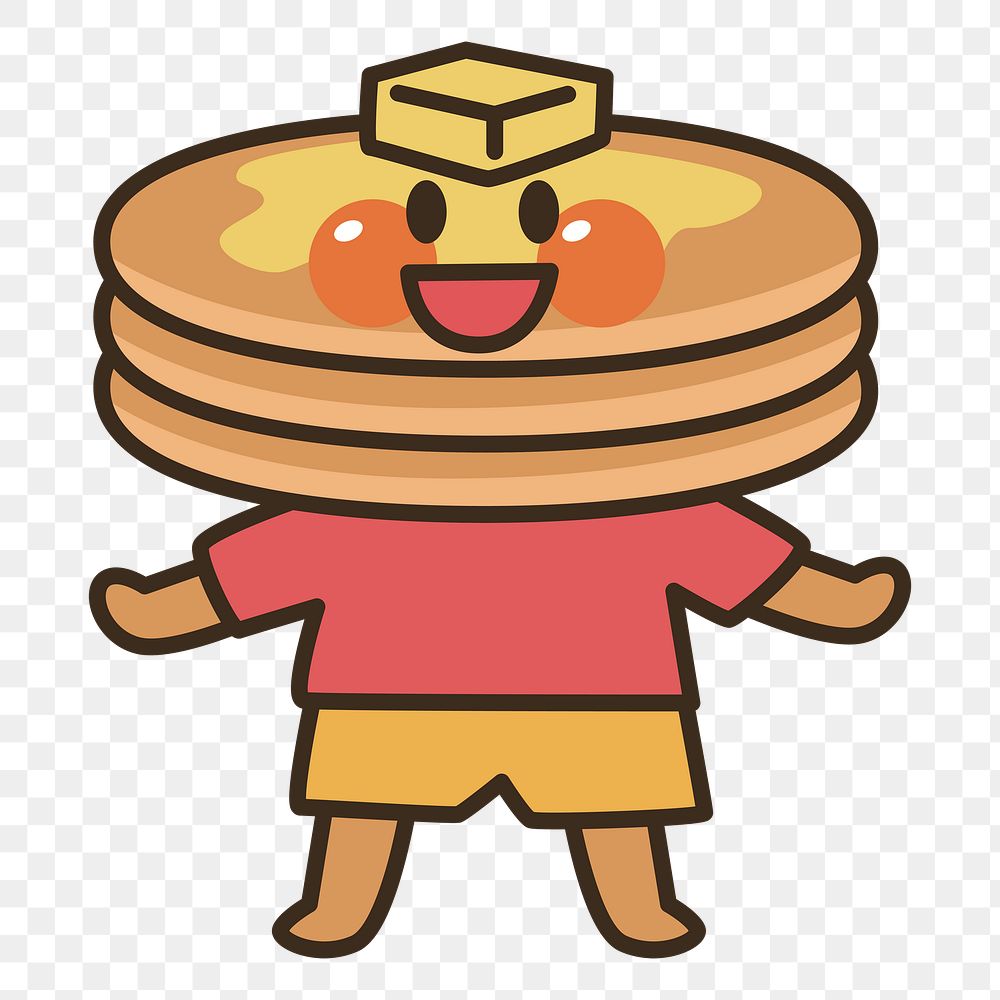 Cute pancake cartoon png sticker, transparent background. Free public domain CC0 image.