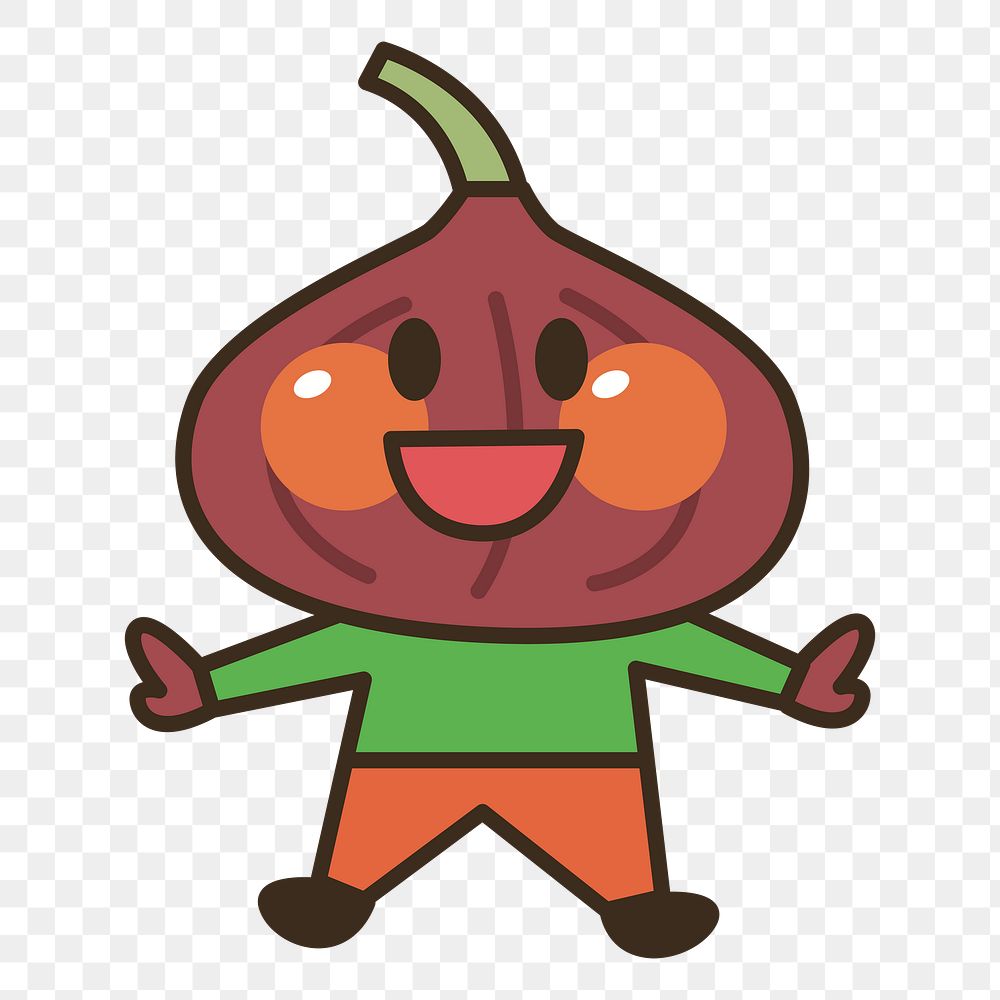 Onion character  png clipart illustration, transparent background. Free public domain CC0 image.