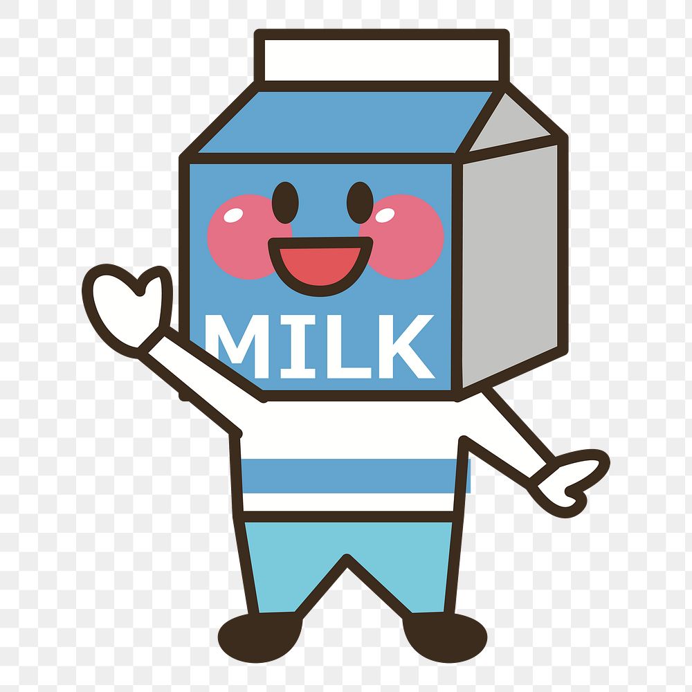 Milk character  png clipart illustration, transparent background. Free public domain CC0 image.