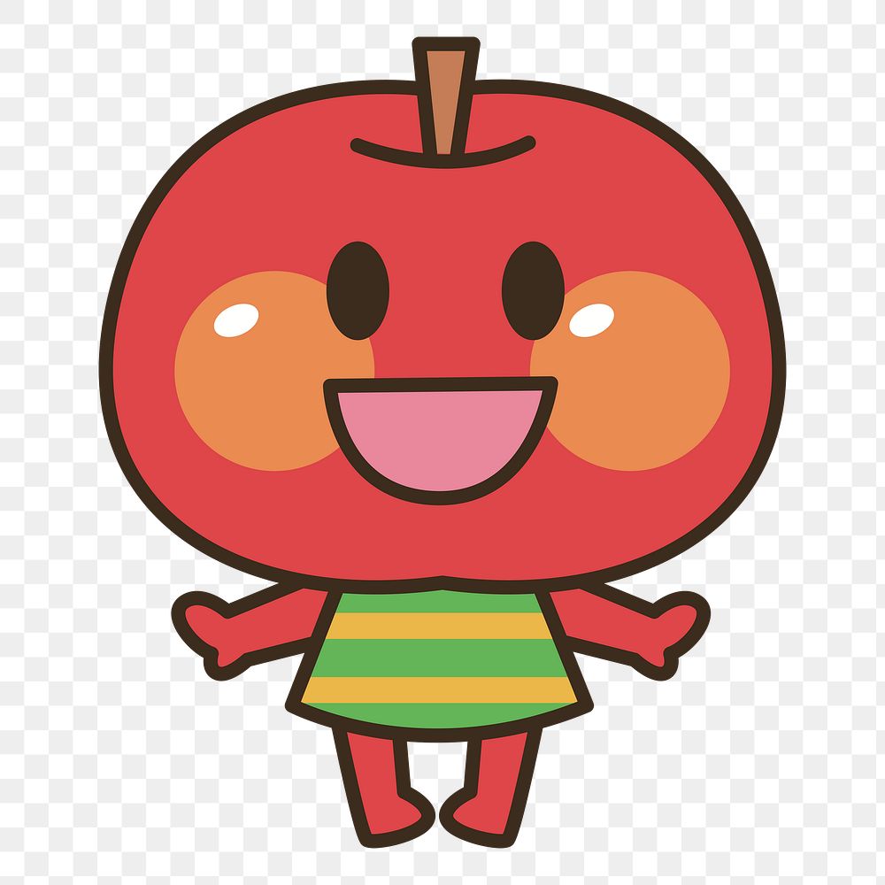 Apple cartoon png sticker, transparent background. Free public domain CC0 image.