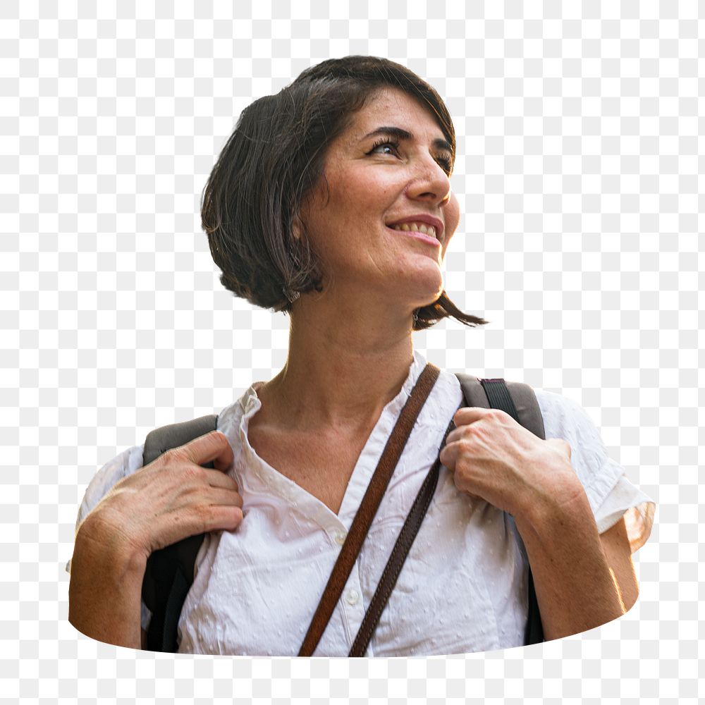 Woman backpacker png, transparent background