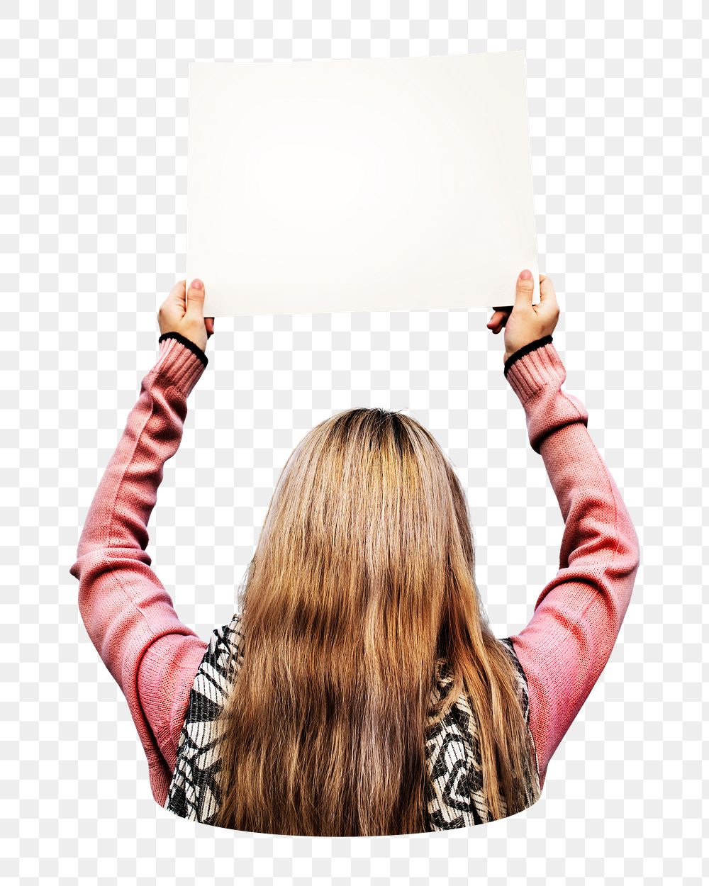 Girl png holding sign , transparent background