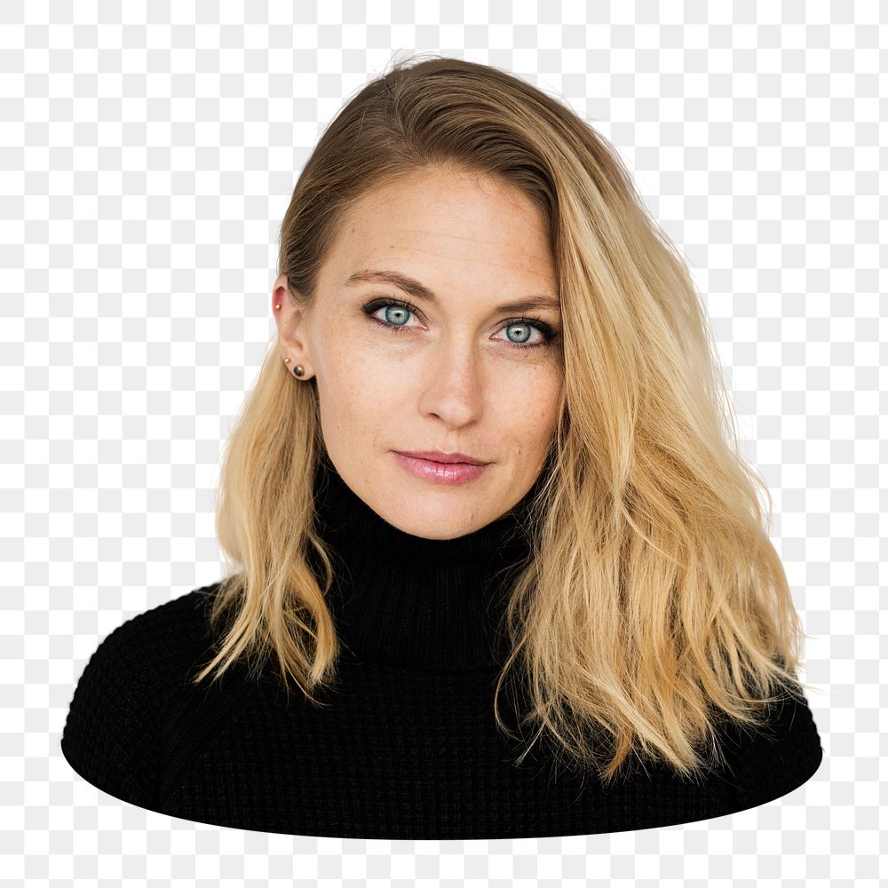 Blonde woman png portrait sticker, transparent background