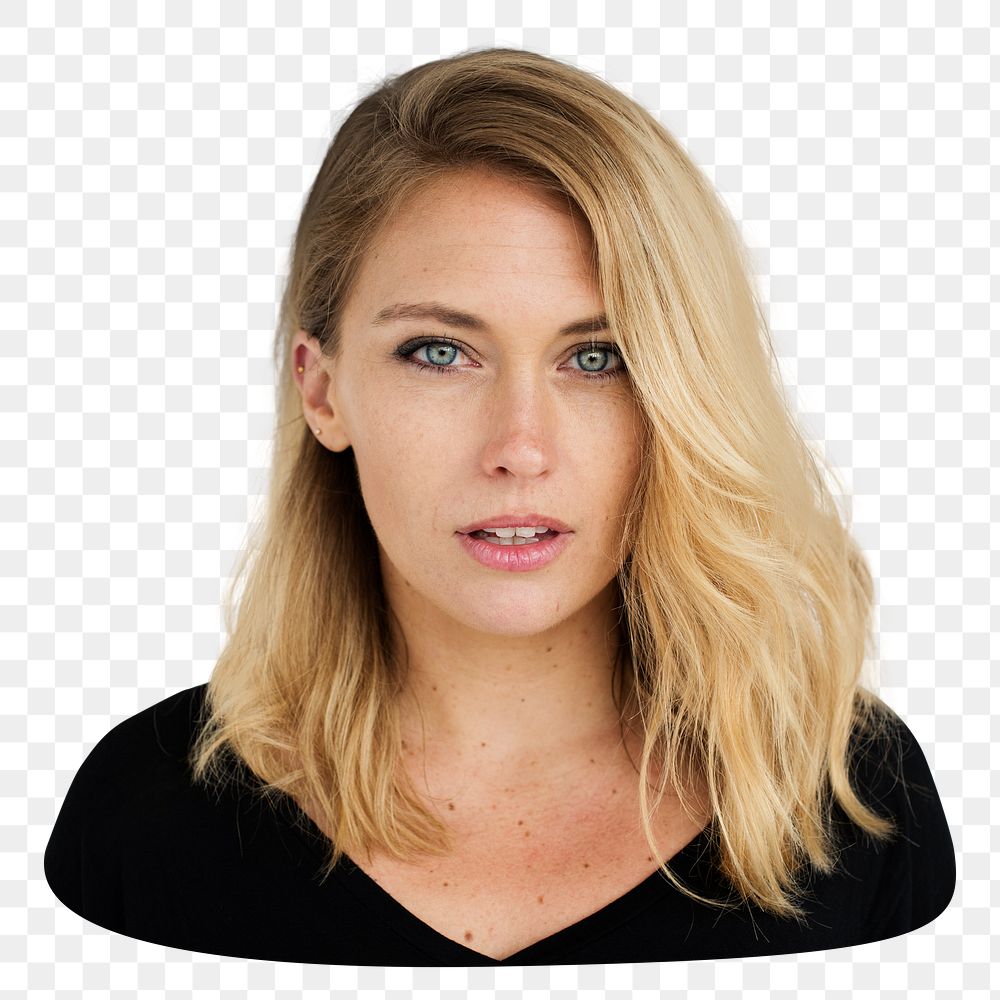 Blonde woman portrait png sticker, transparent background