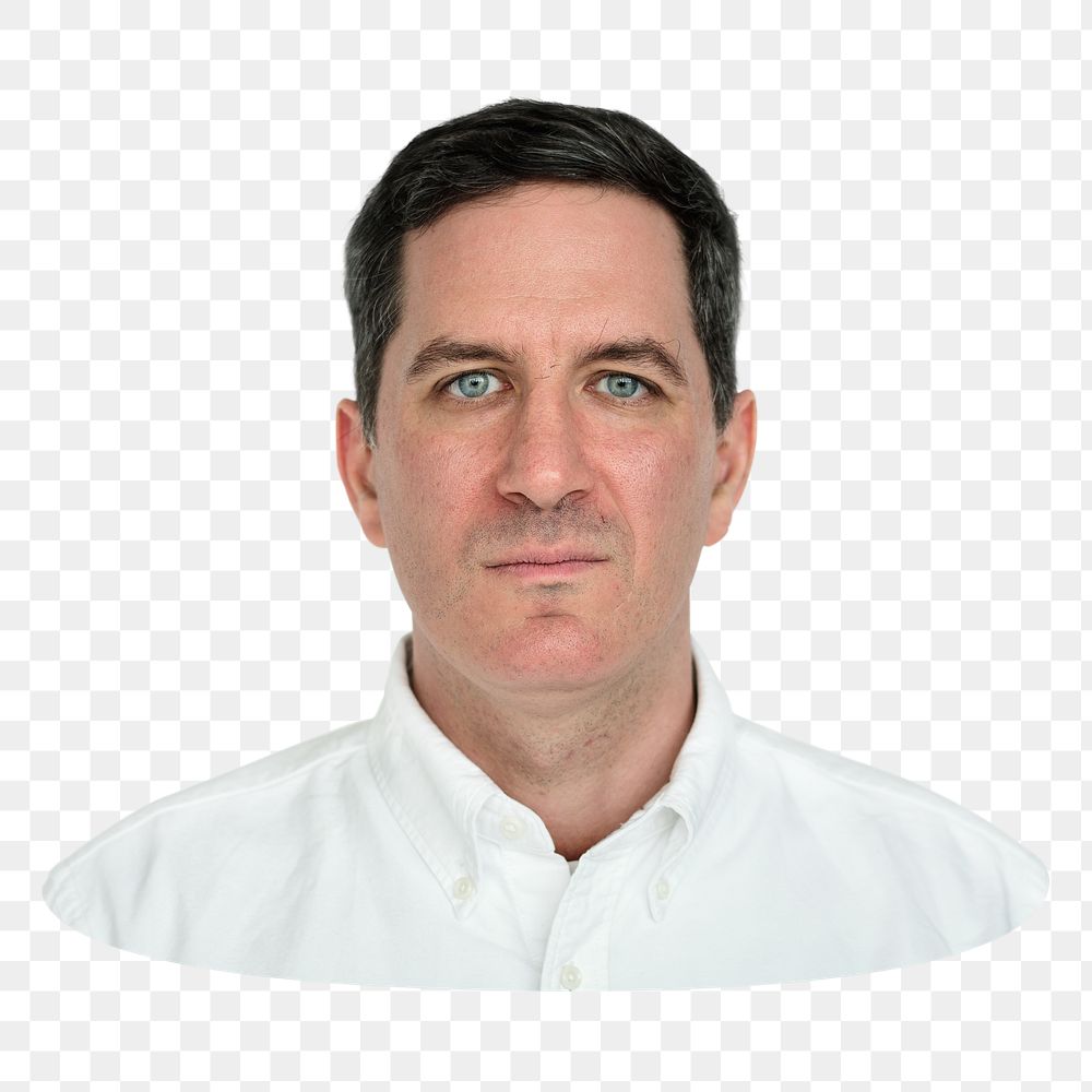 White man portrait png sticker, transparent background