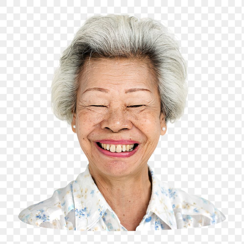 Happy retired woman png sticker, transparent background