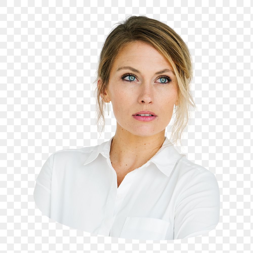 Businesswoman portrait png sticker, transparent background