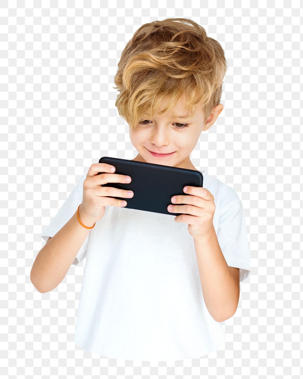 Png boy playing phone sticker, transparent background