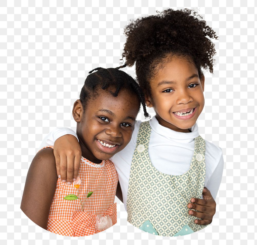 Little girl siblings png, transparent background