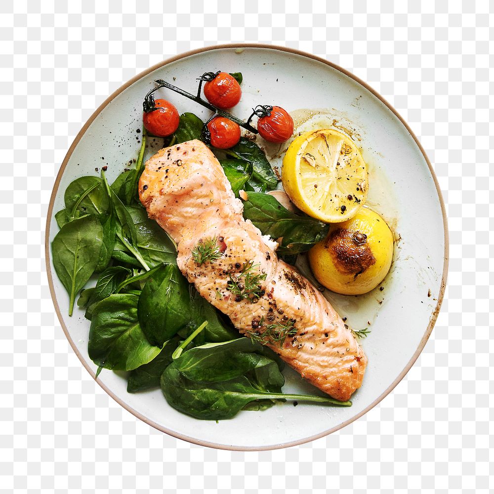 Baked salmon png sticker, transparent background