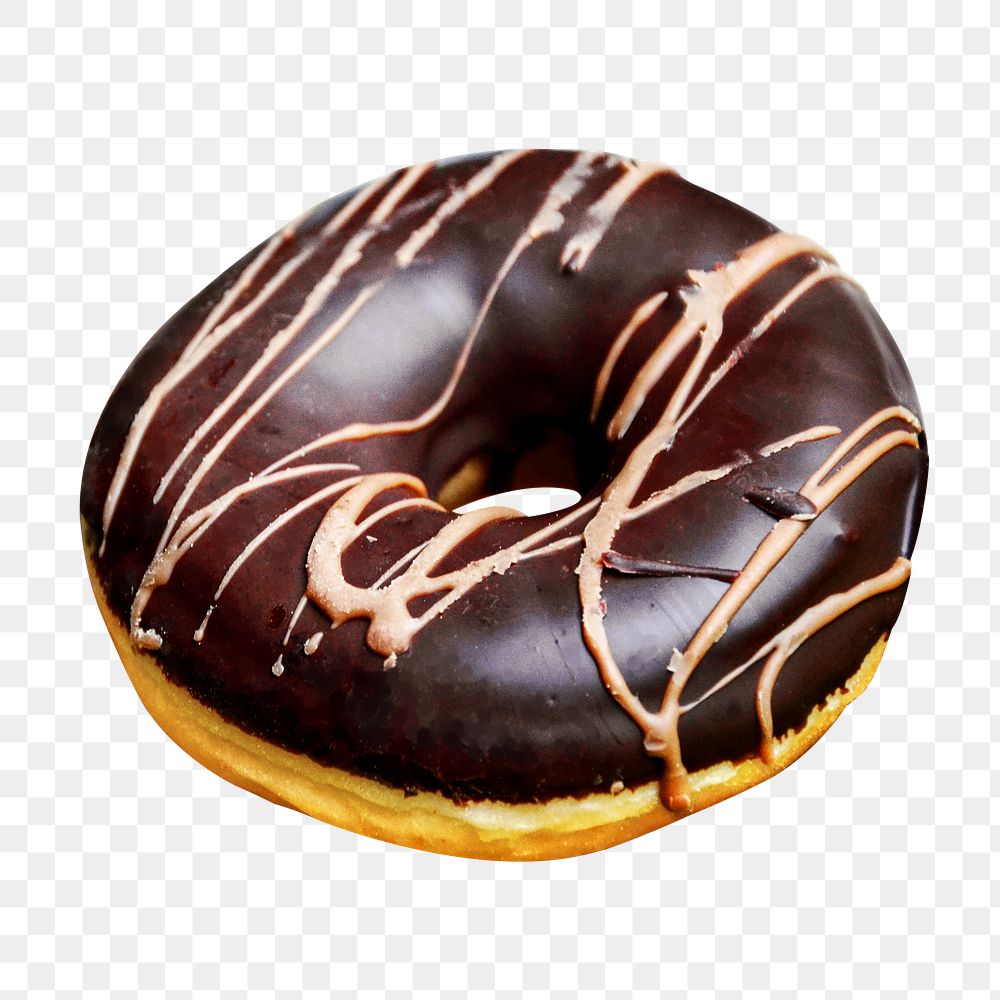 Chocolate glaze donut png sticker, transparent background