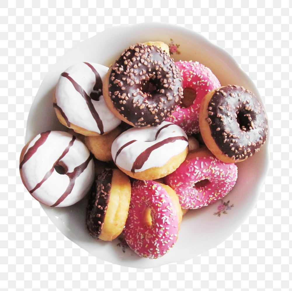 Assorted donut plate png, transparent background