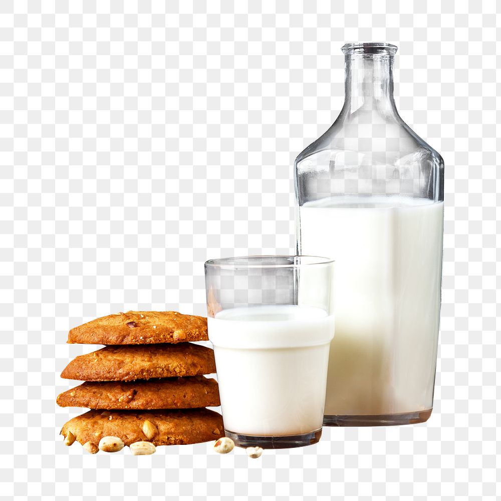 Milk and cookies  png sticker, transparent background