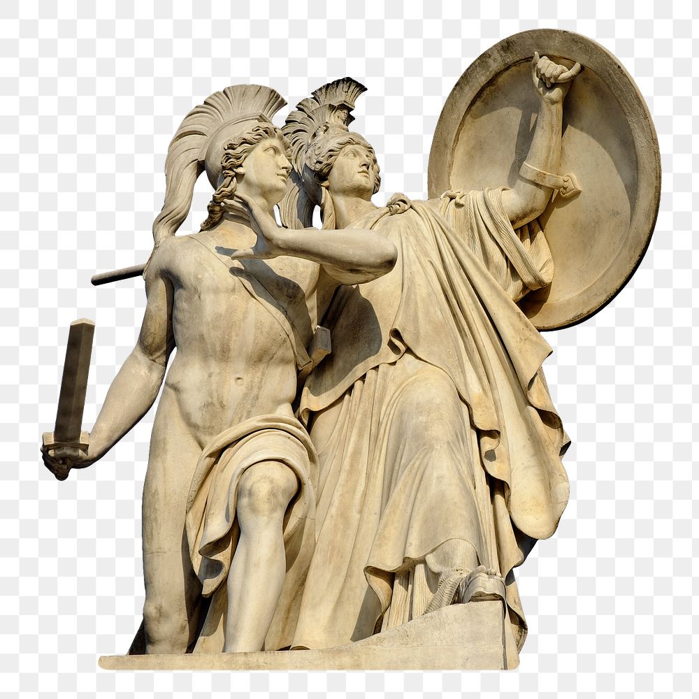 Greek statues png sticker, Athena Protects the Young Hero transparent background