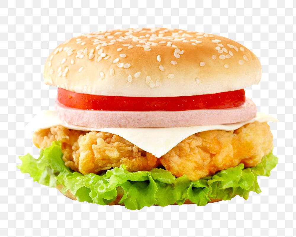 Chicken burger png food sticker, transparent background