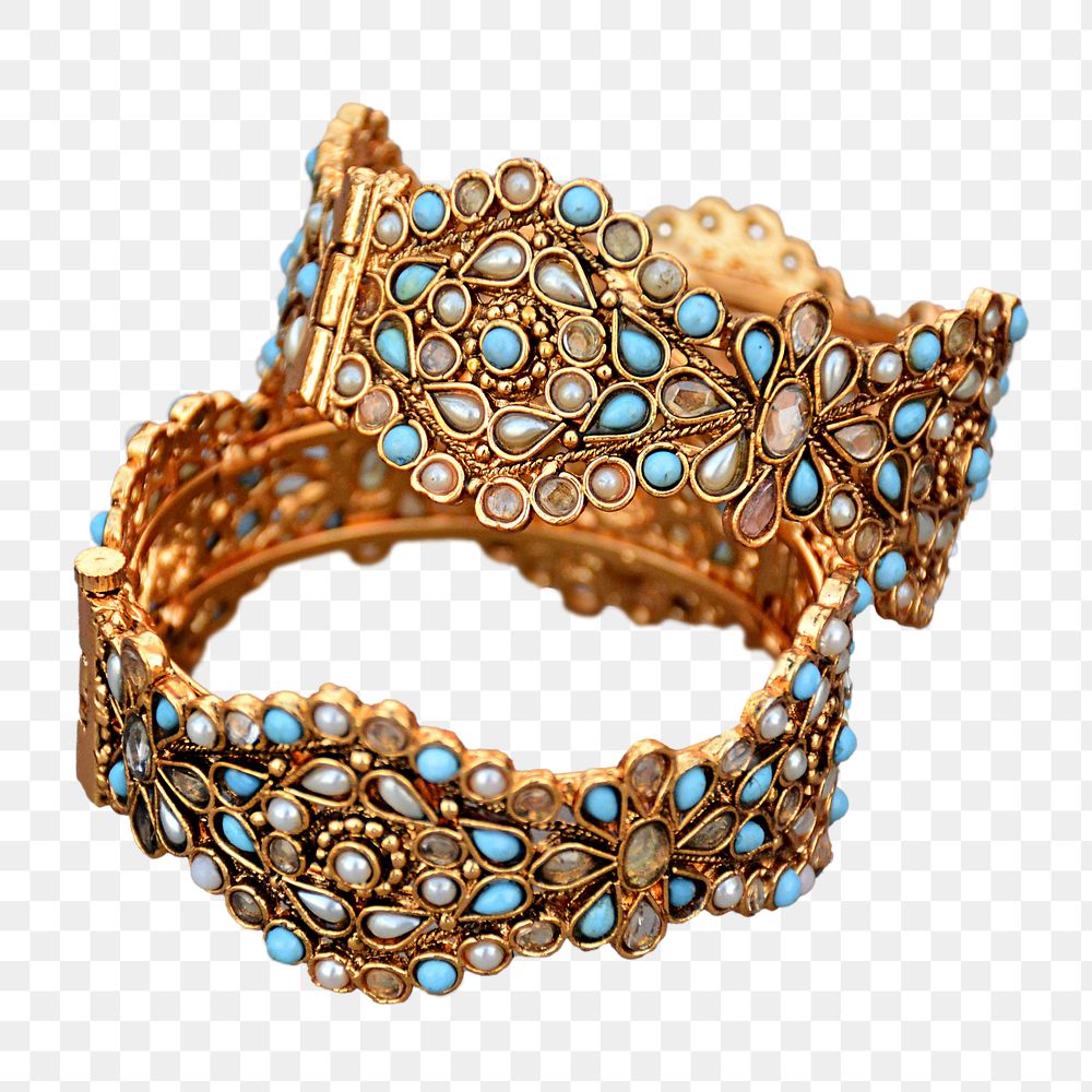 Turquoise gold bracelet png, transparent background