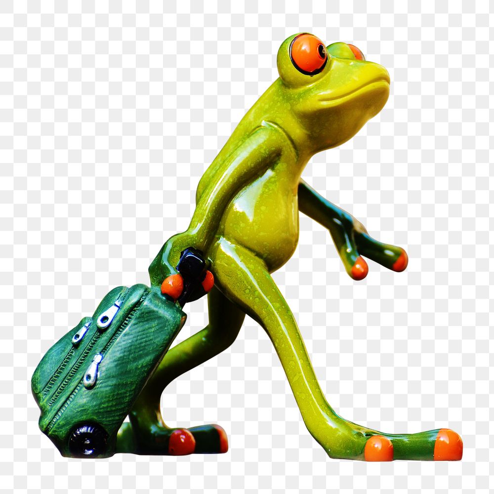 Frog traveling png sticker, animal transparent background
