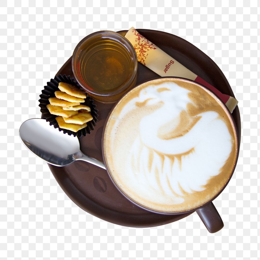 Latte art coffee png, transparent background