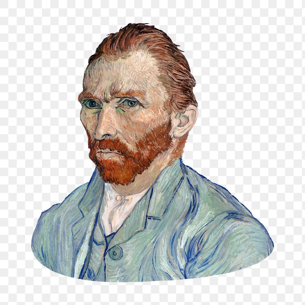 Van Gogh's Self-Portrait png sticker, famous artwork on transparent background, remixed by rawpixel