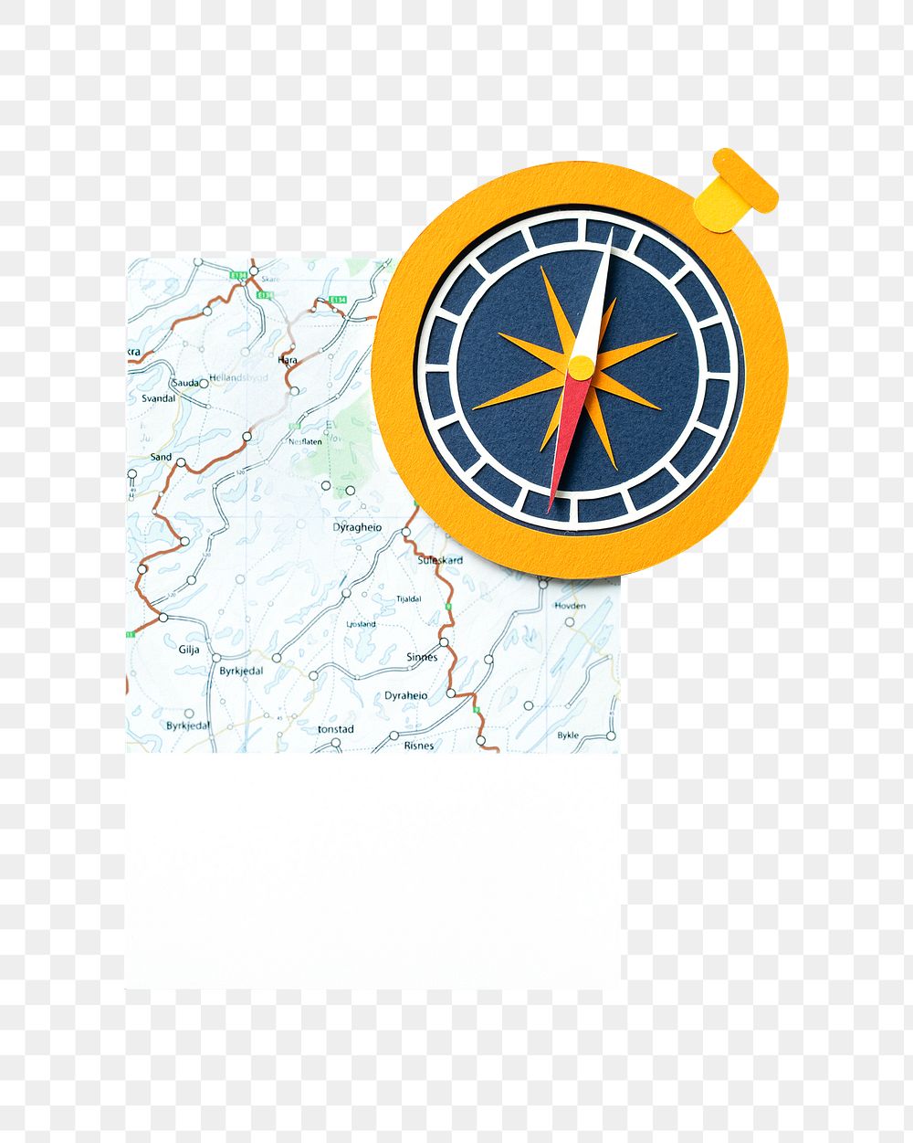 Map and compass png sticker, transparent background