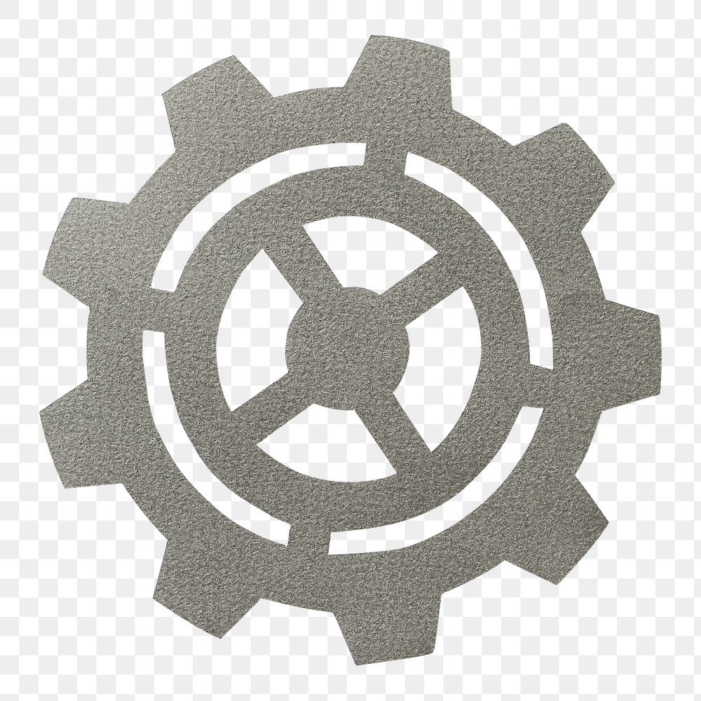 PNG Paper craft art of cog icon, collage element, transparent background
