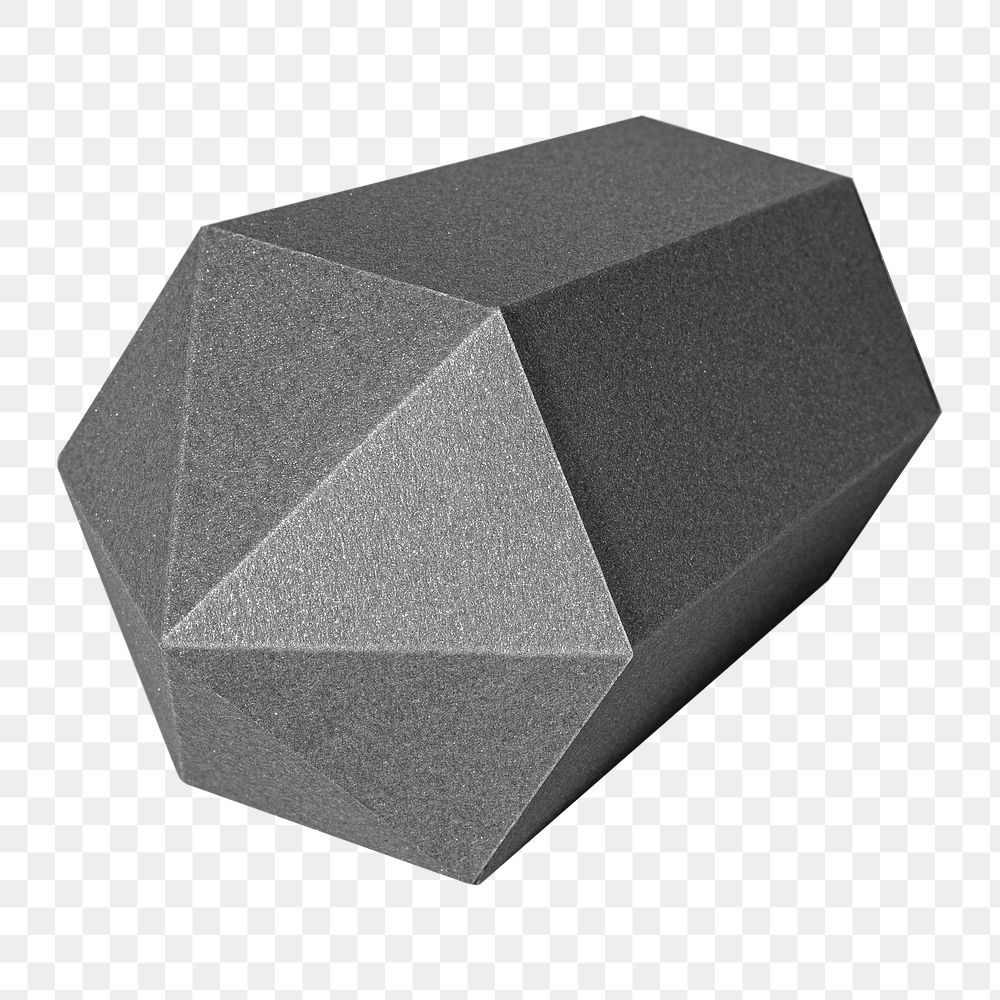 PNG Gray hexagonal prism paper craft, collage element, transparent background