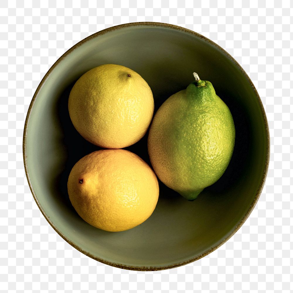 Organic lemon bowl png sticker, transparent background