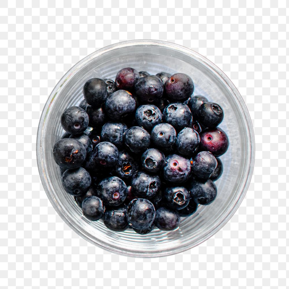 Blueberry in bowl png sticker, transparent background