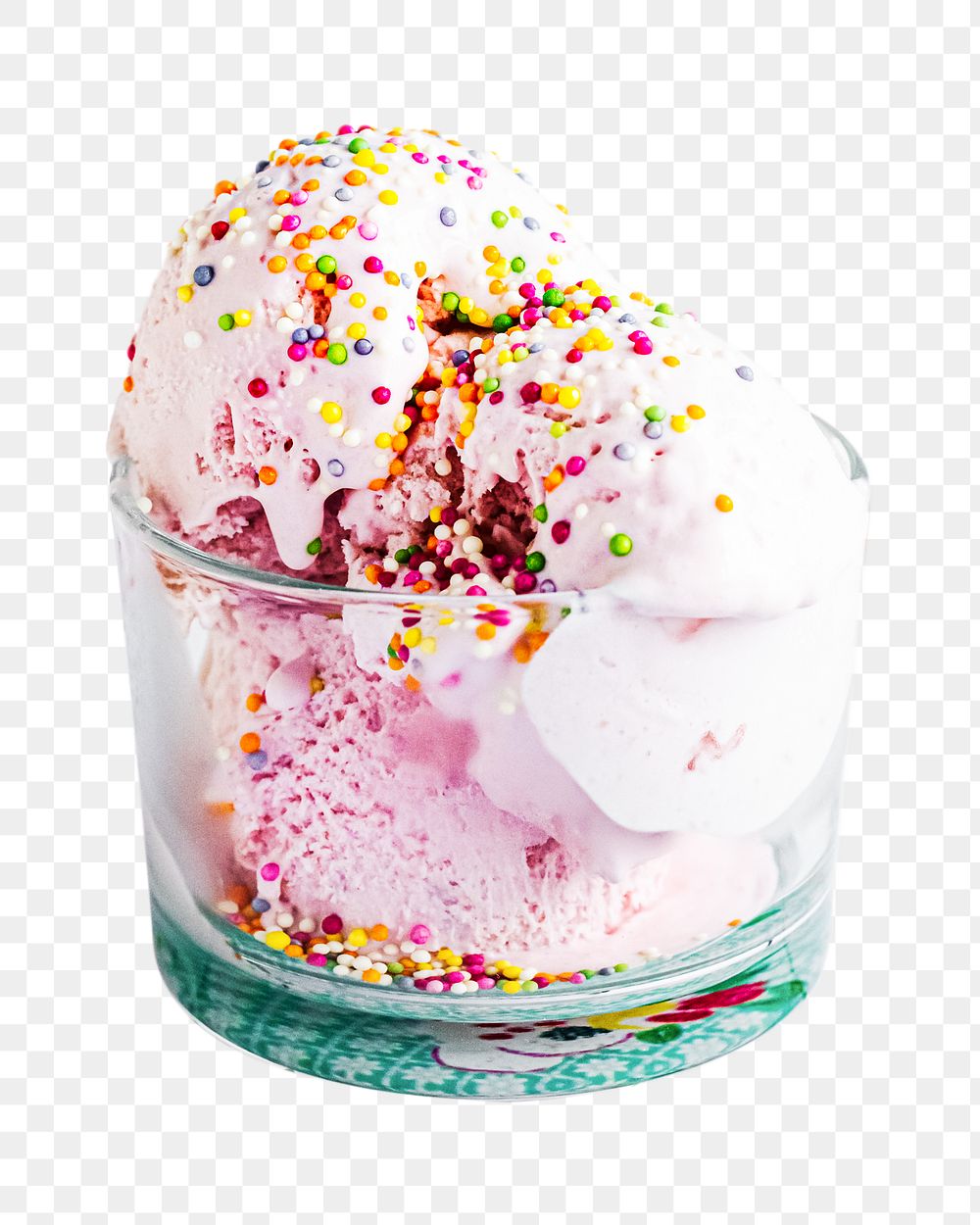 Strawberry ice cream png sticker, transparent background