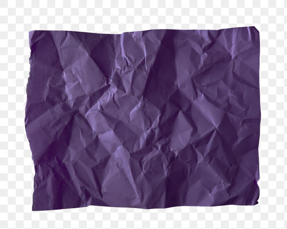 Png purple crumpled paper sticker, transparent background