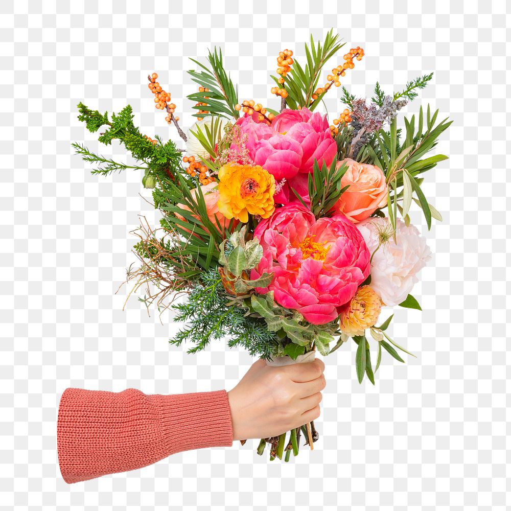 Assorted flower bouquet png sticker, botanical, transparent background