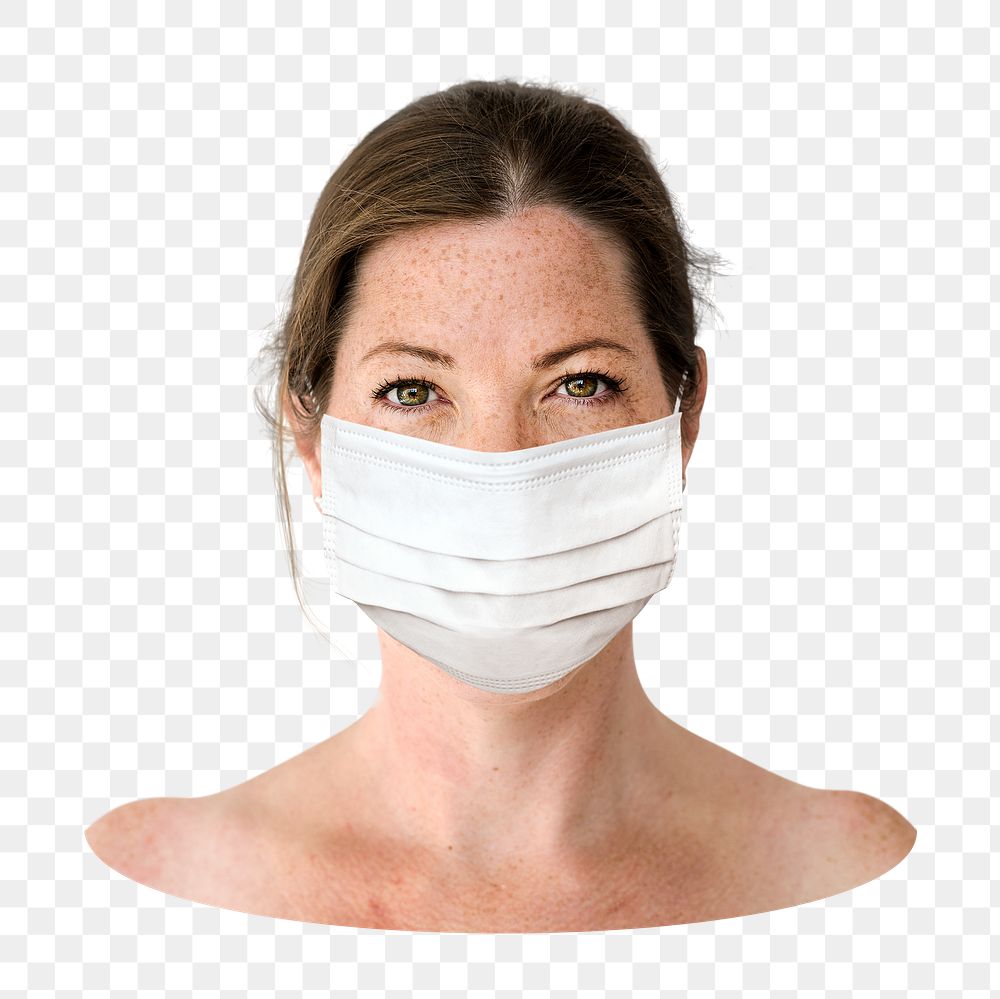 Woman wearing mask png sticker, transparent background