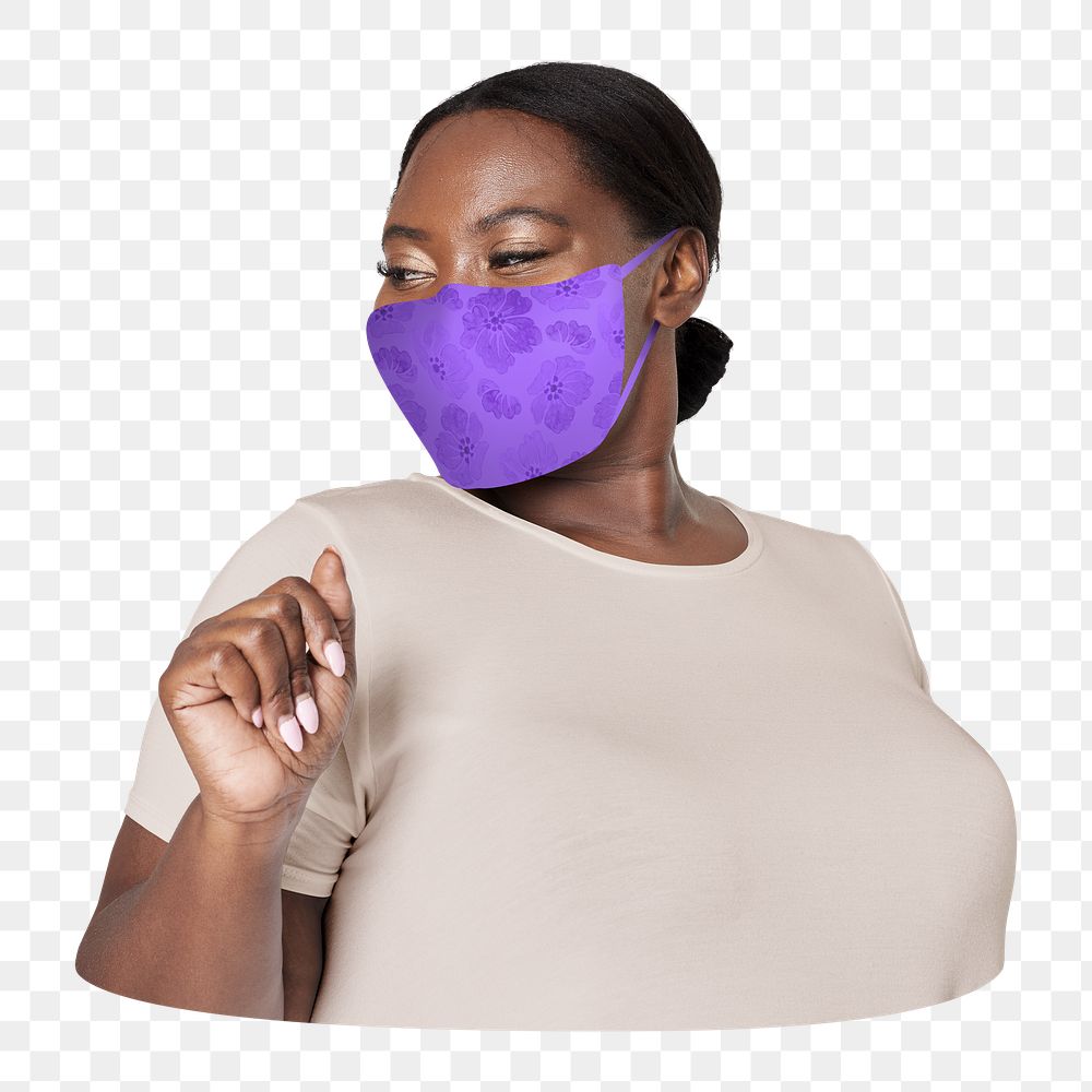 Woman with mask png sticker, transparent background