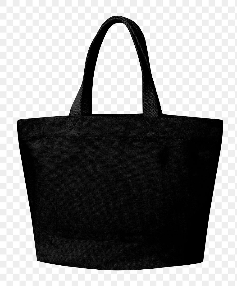 Black canvas bag png object sticker, transparent background