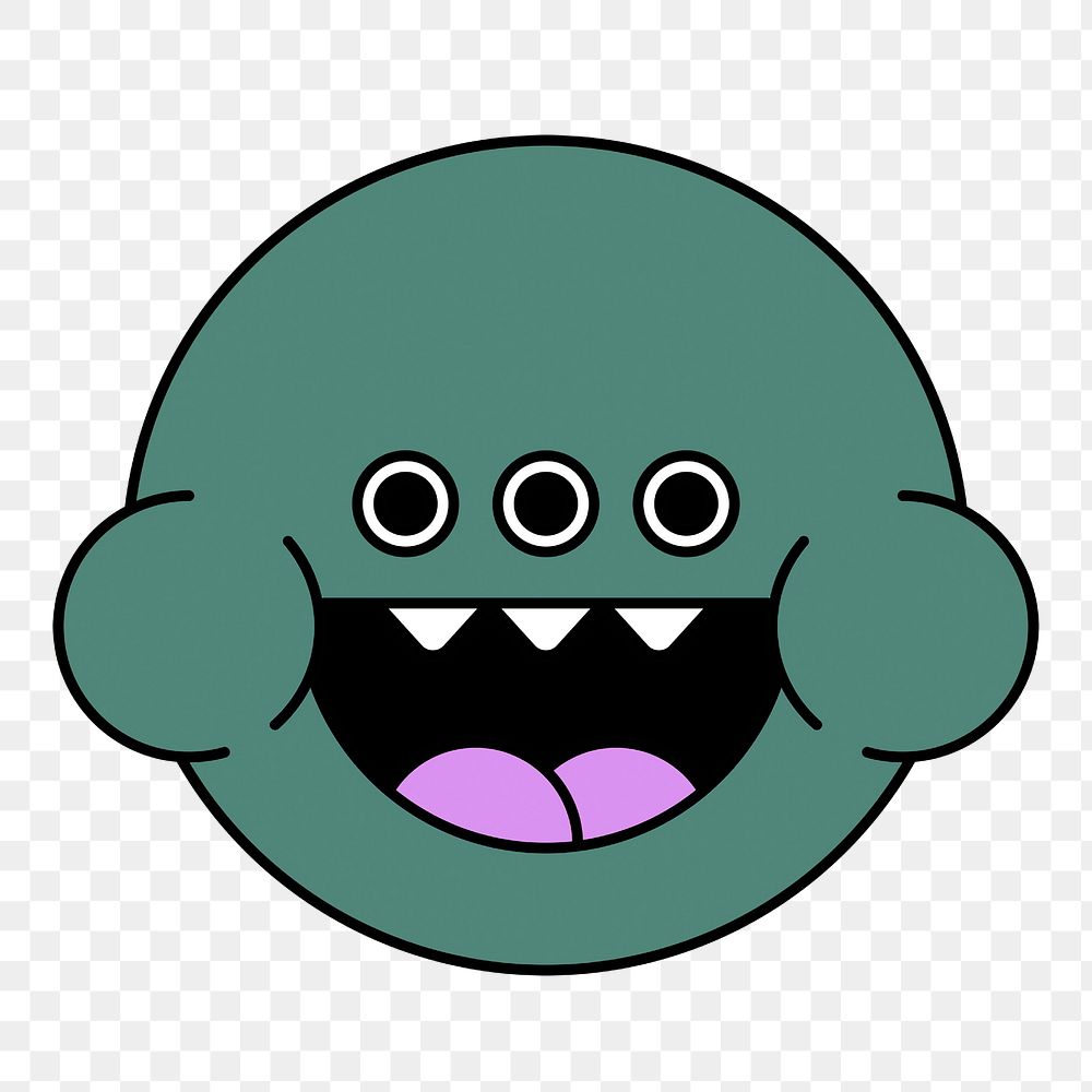 Three-eyed monster png sticker, cartoon illustration, transparent background
