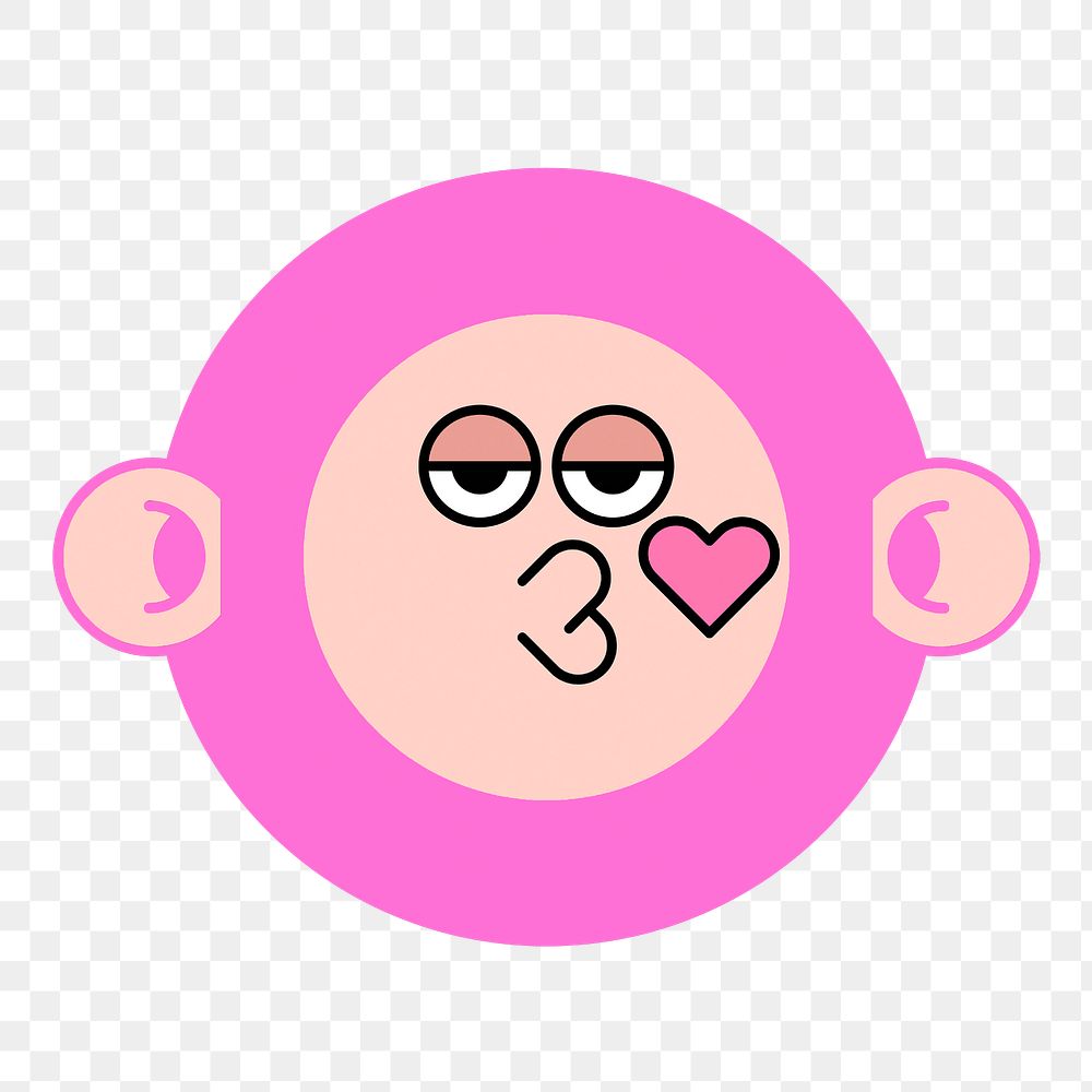 Pink kissing monster png sticker, cartoon illustration, transparent background