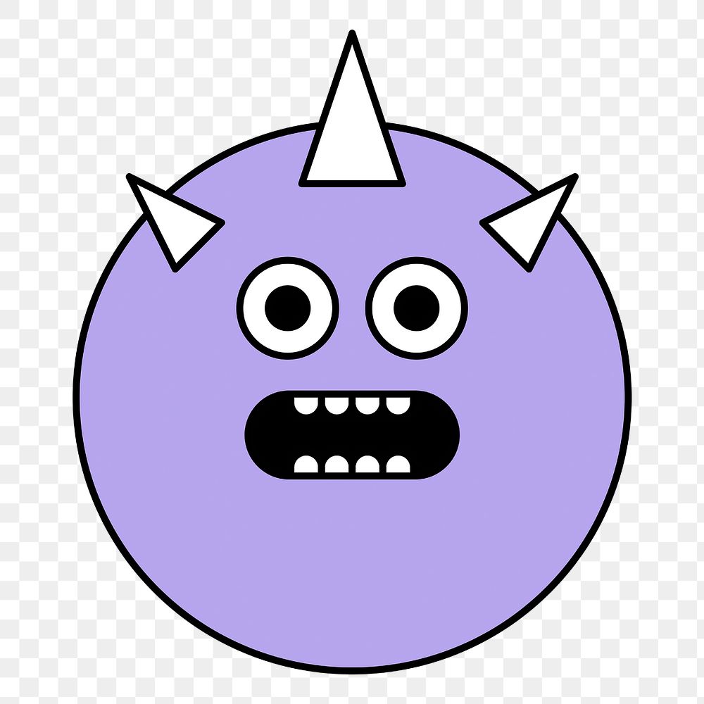 Purple horn monster png sticker, cartoon illustration, transparent background