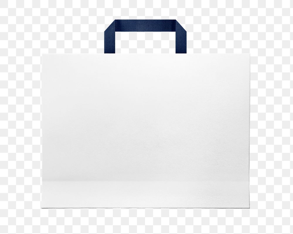White paper shopping bag png, transparent background