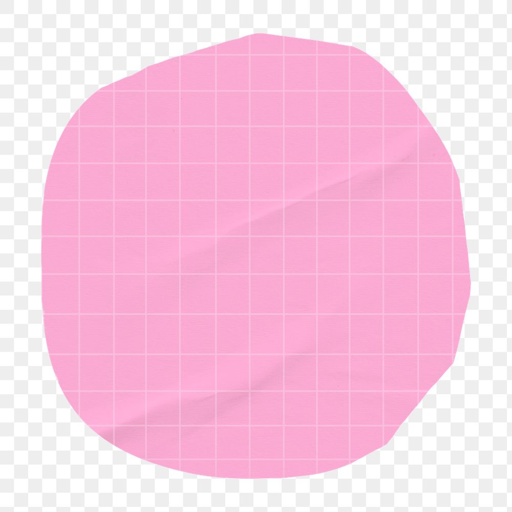 Pink grid paper shape png badge, transparent background
