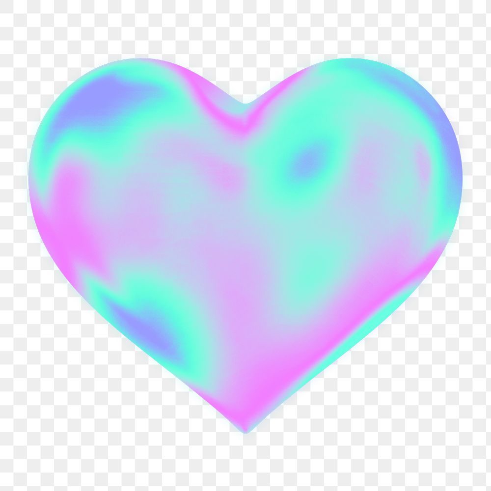 Heart png 3D gradient, transparent background