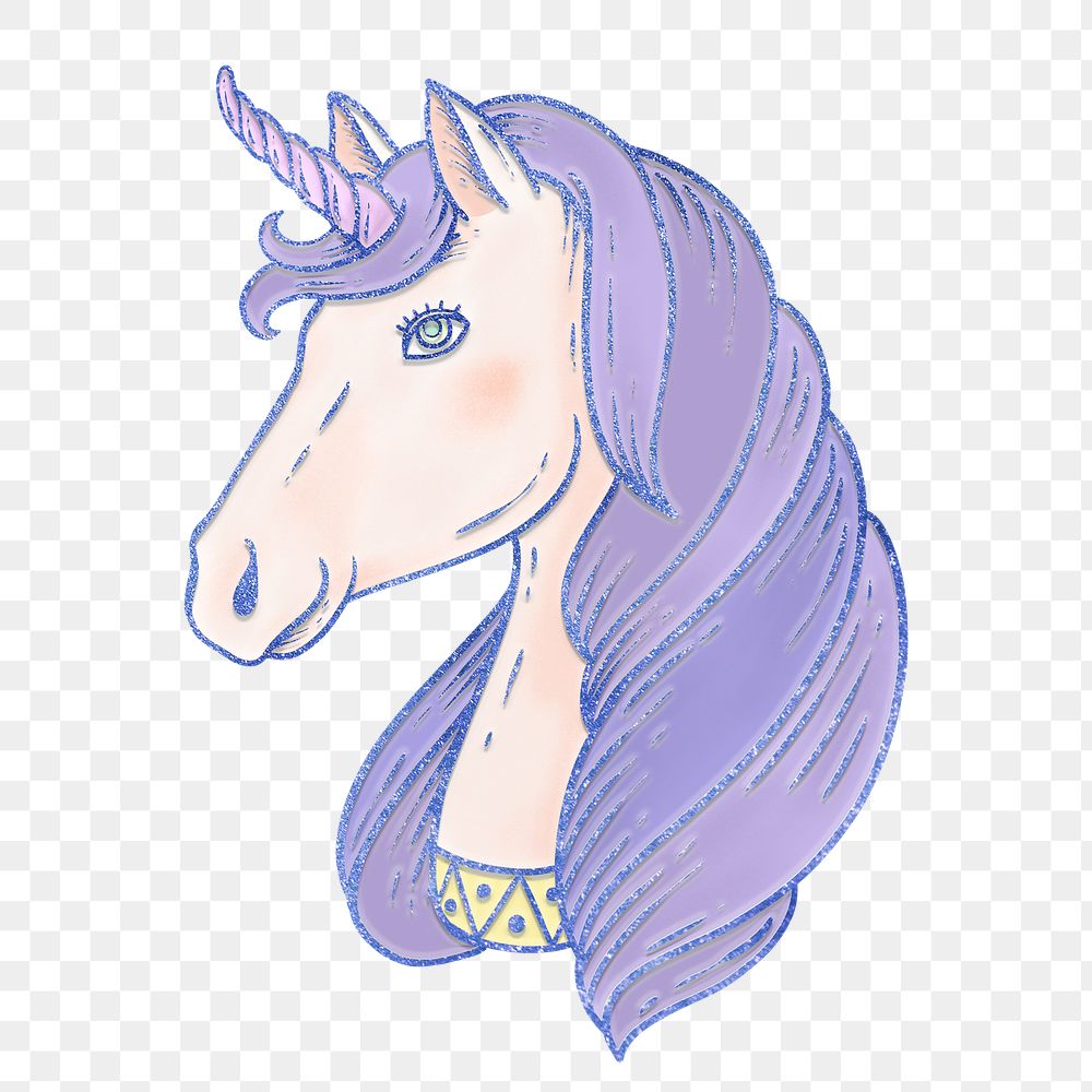 PNG Purple unicorn, mythical creature element, transparent background