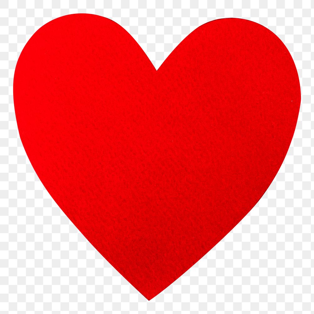 PNG Red heart shape, paper craft element, transparent background