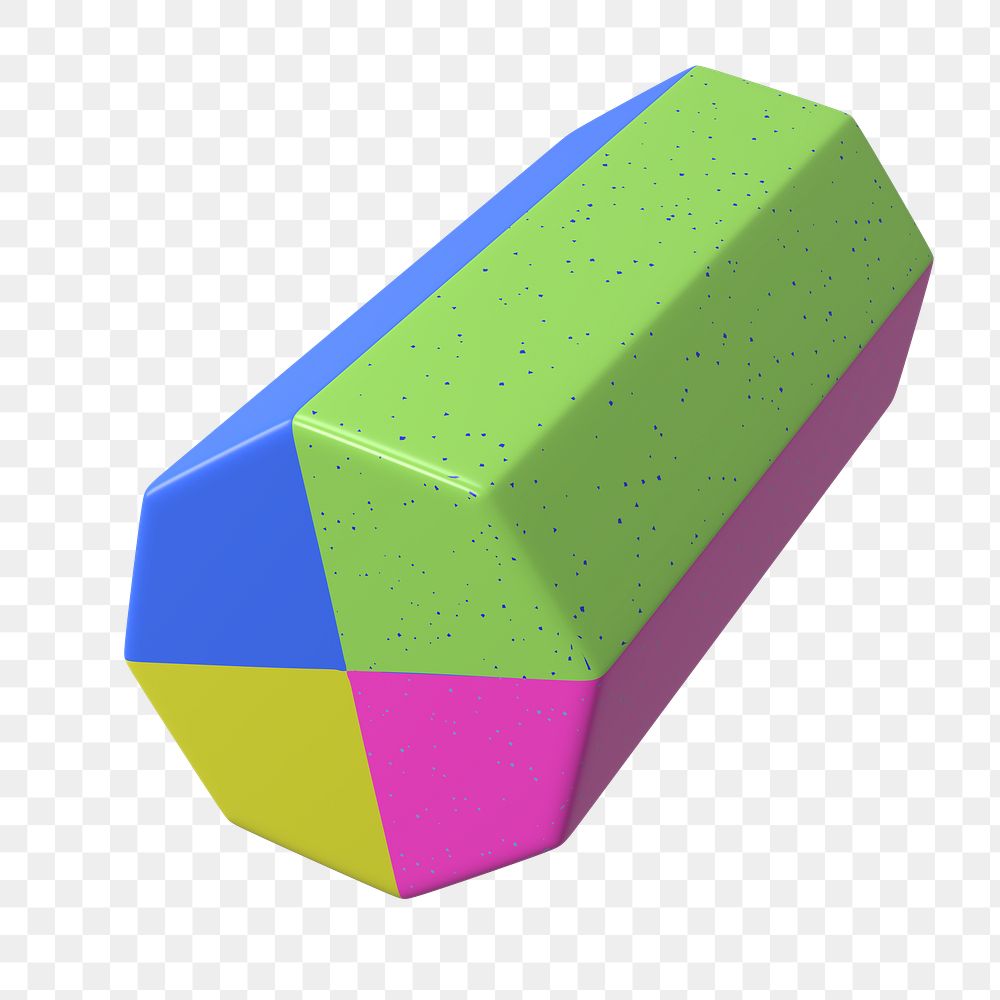 Abstract hexagonal prism png sticker, 3D geometric shape, transparent background