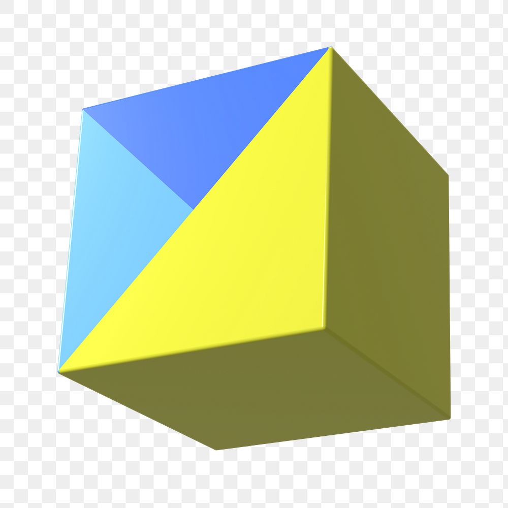 Yellow cube shape png sticker, 3D geometric graphic, transparent background
