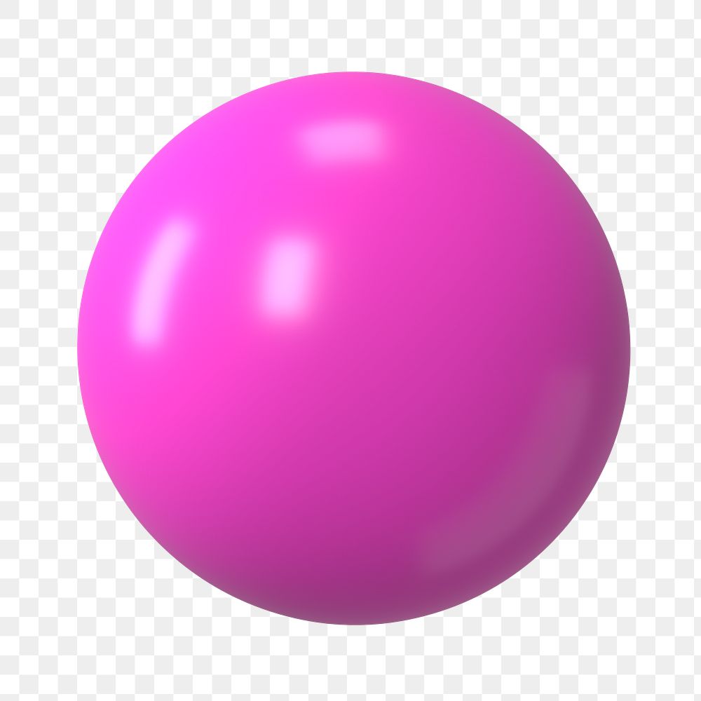 Pink shiny ball png sticker, 3D geometric shape, transparent background