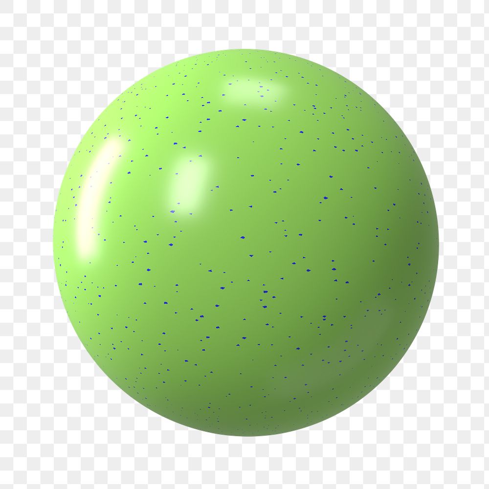 Green shiny ball png sticker, 3D geometric shape, transparent background