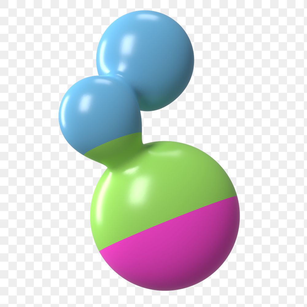 Colorful molecule shape png sticker, 3D liquid graphic, transparent background