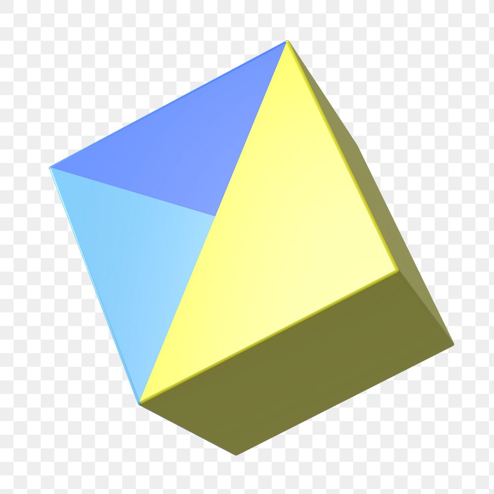 Yellow cube shape png sticker, 3D geometric graphic, transparent background