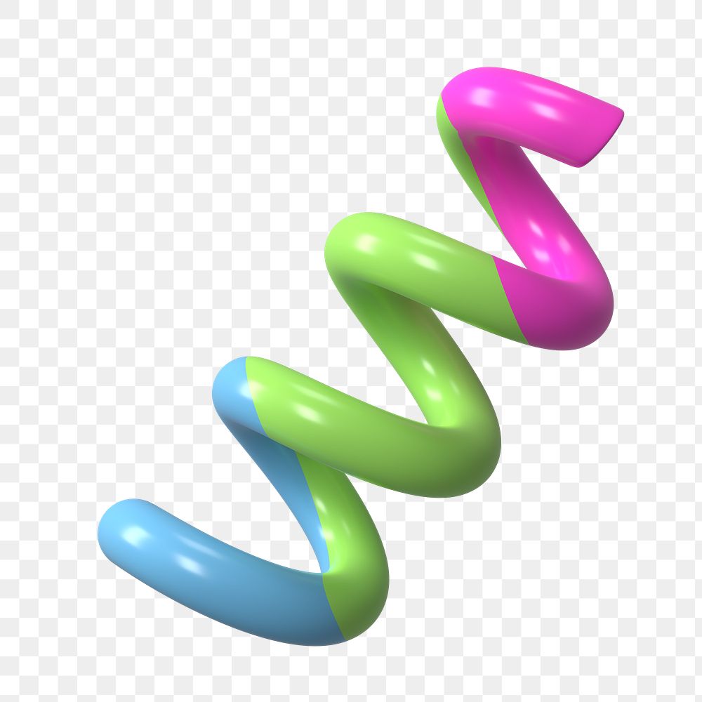 3D coil spring png sticker, colorful shape, transparent background
