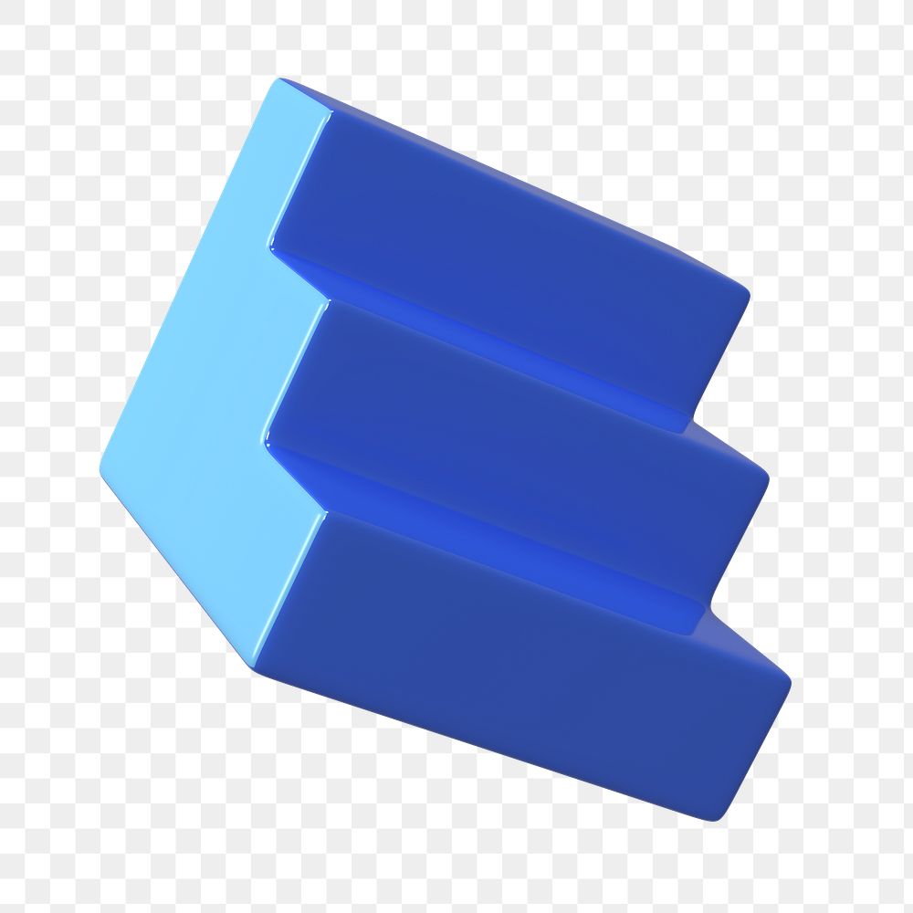 Blue 3D stairs png sticker, geometric shape, transparent background